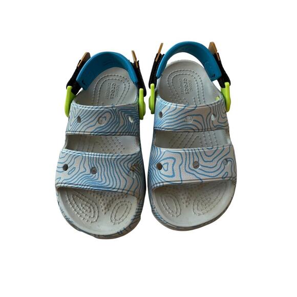 Crocs Boys Deep Navy Multi All Terrain Topographic Sandals Size 11 - Picture 5 of 9